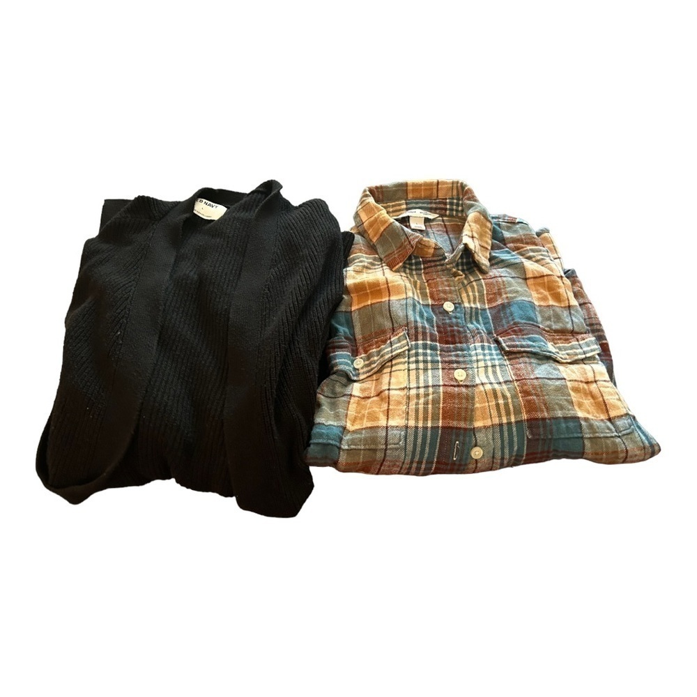 Old Navy fall/winter small bundle sweater and boyfriend flannel women's size L